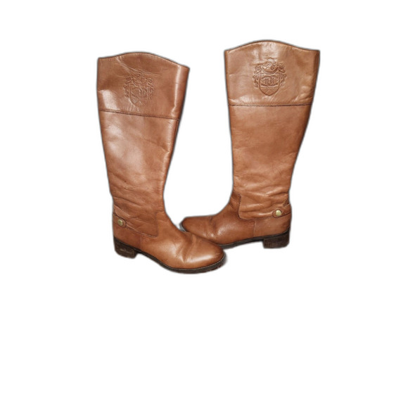 Etienne Aigner Shoes - Etienne Aigner Leather E-Chip Tall Equestrian Riding Boots Women's Size 9M